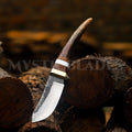 Handmade Damascus Hunting Knife: 10'' Carbon Steel Tracker