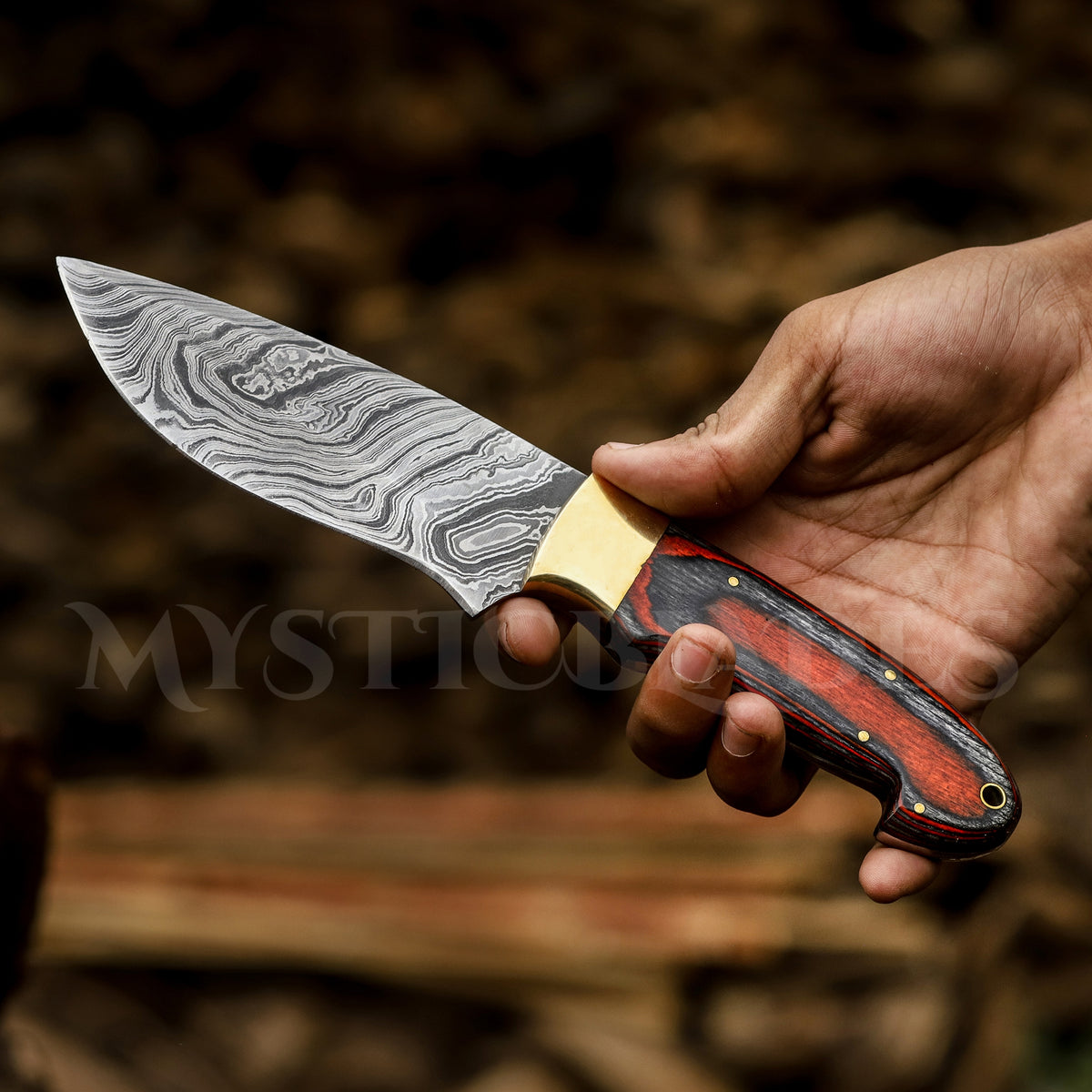 Handmade Damascus Steel Skinner Knife: Full Tang Hunting, Camping Knife