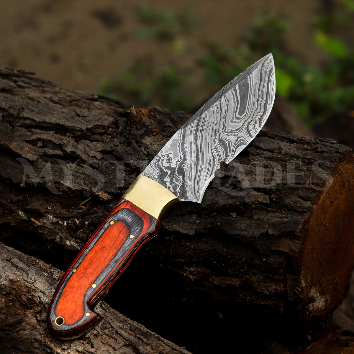 Handmade Damascus Steel Skinner Knife: Full Tang Hunting, Camping Knife