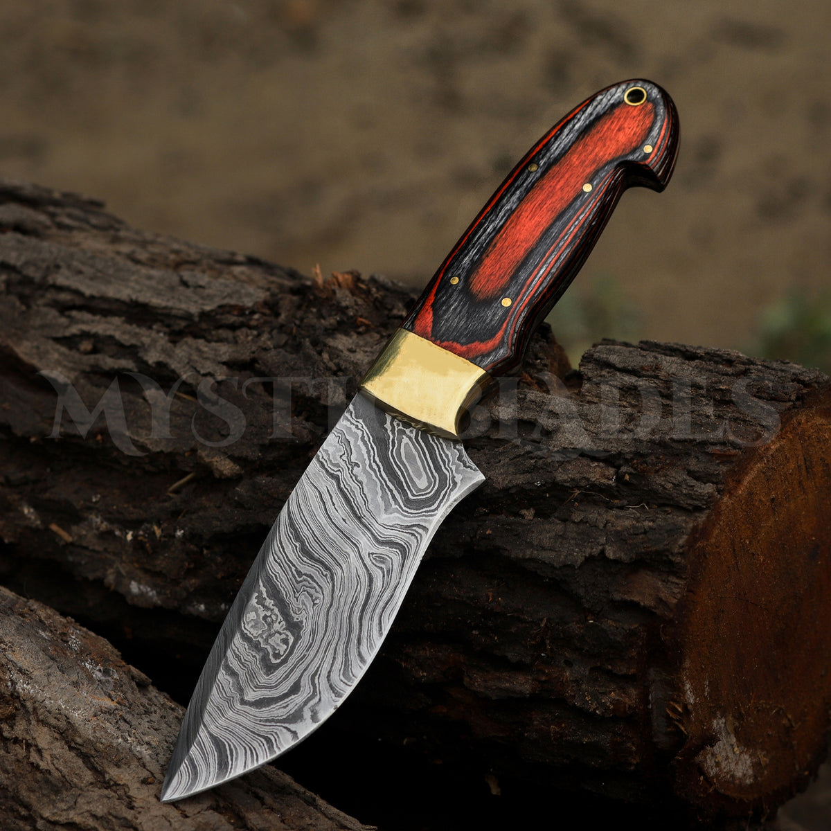 Handmade Damascus Steel Skinner Knife: Full Tang Hunting, Camping Knife