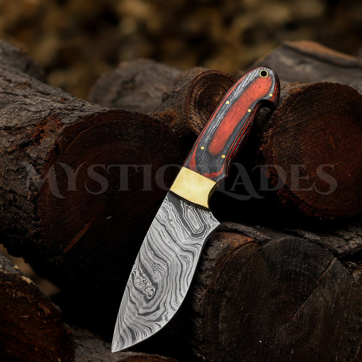 Handmade Damascus Steel Skinner Knife: Full Tang Hunting, Camping Knife