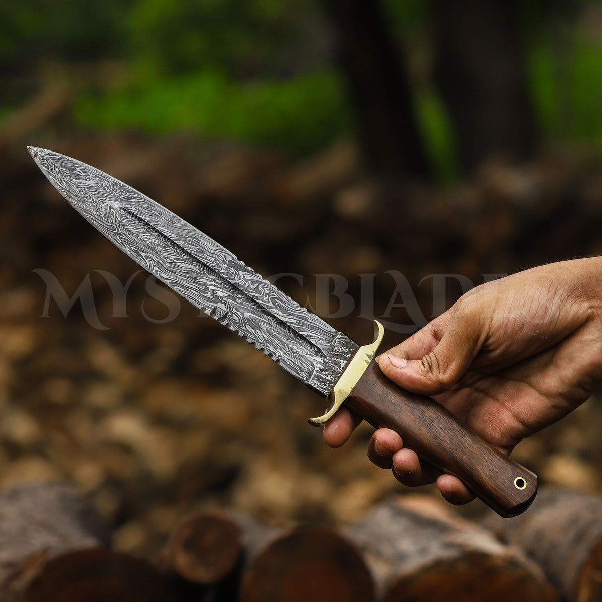 Handmade Damascus Steel Hunting  11" Groomsmen Gift For Dad