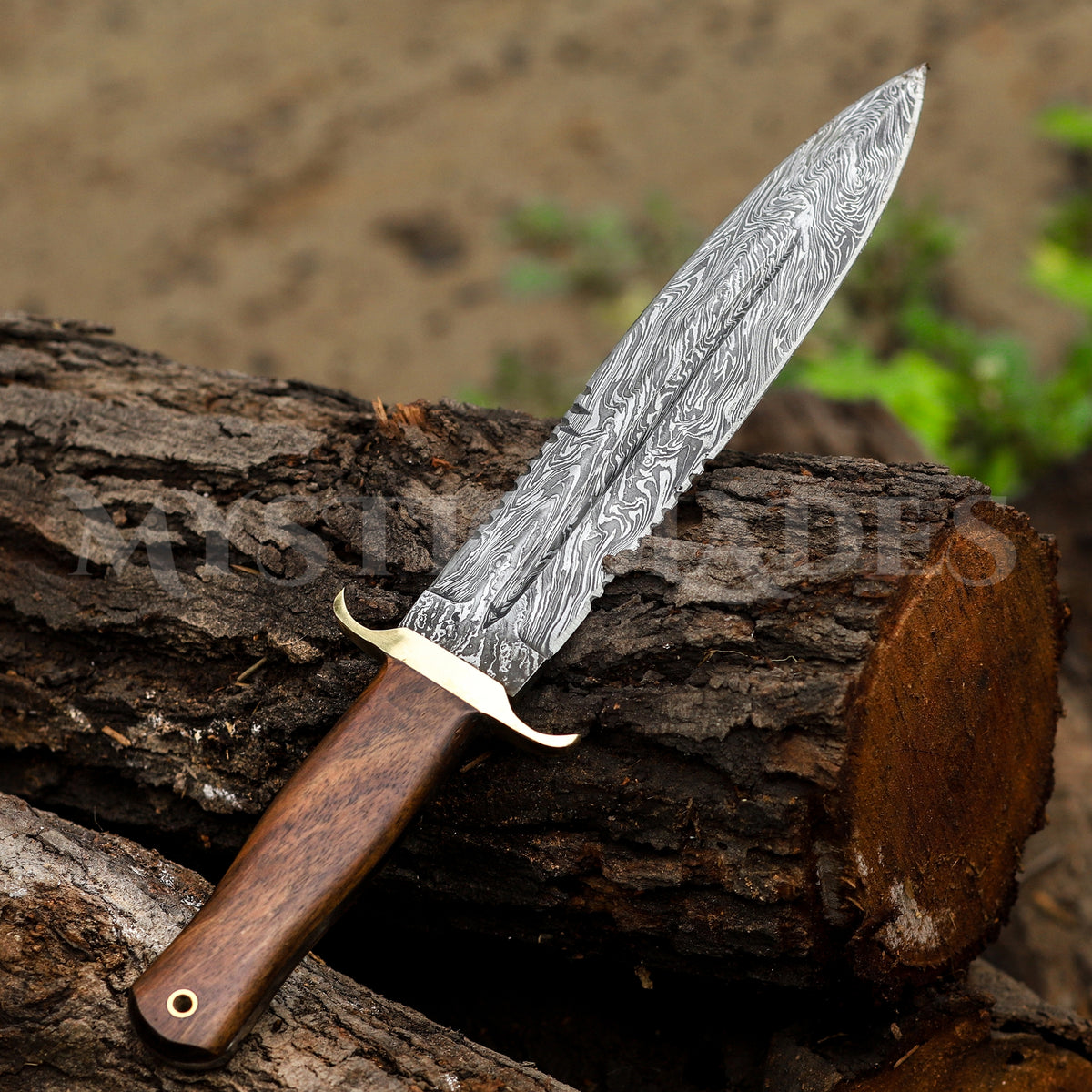 Handmade Damascus Steel Hunting  11" Groomsmen Gift For Dad