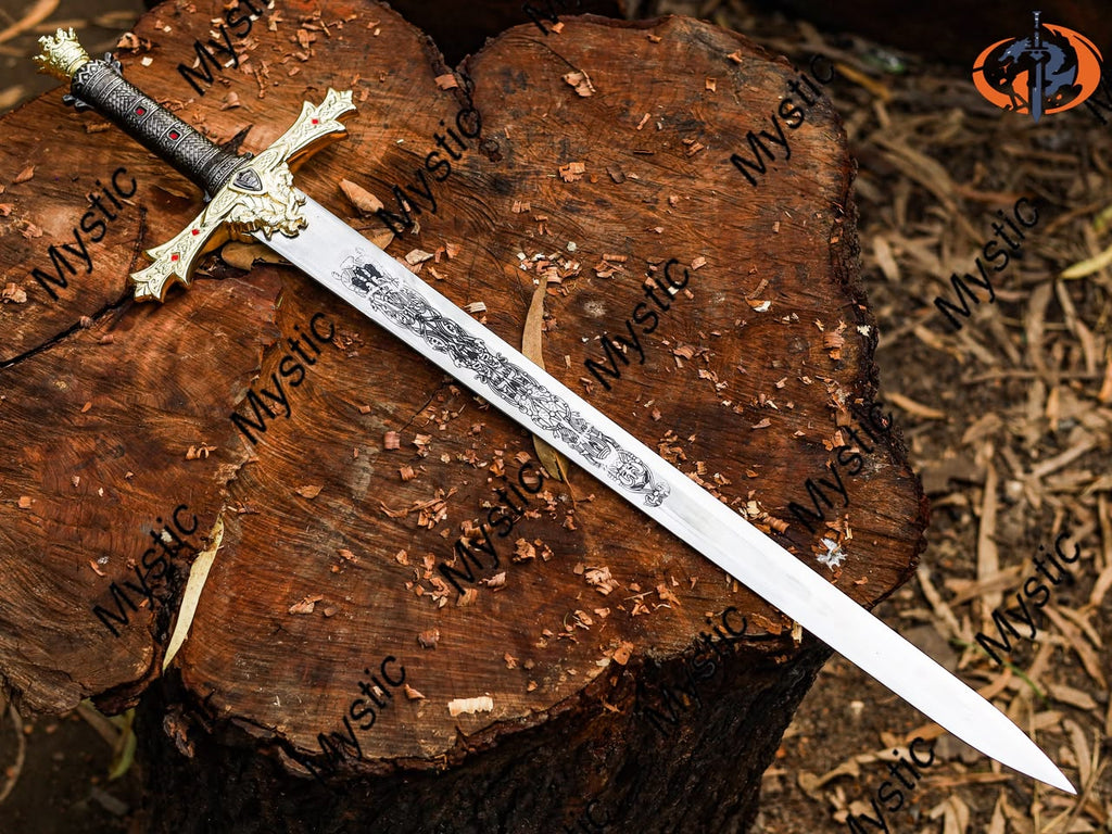 Personalized FANTASY SWORD & SHEATH Swords Gamer Cosplay Larp Groomsmen Gift for Him | Gift for Husband |Gold Birthday Custom Engraved Sword