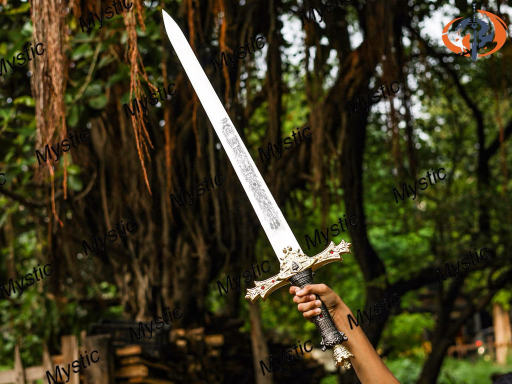 Personalized FANTASY SWORD & SHEATH Swords Gamer Cosplay Larp Groomsmen Gift for Him | Gift for Husband |Gold Birthday Custom Engraved Sword