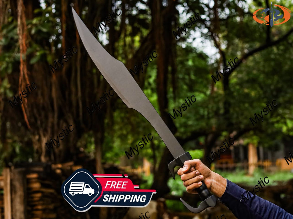 King Leonidas Replica Sword: Handcrafted 440C Stainless Steel, Leather Sheath