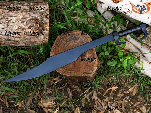 King Leonidas Replica Sword: Handcrafted 440C Stainless Steel, Leather Sheath