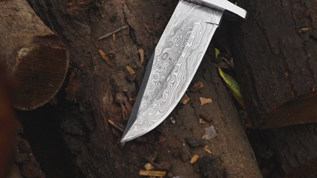 Personalized Damascus Steel Hunting Knife: Engraved Deer Handle