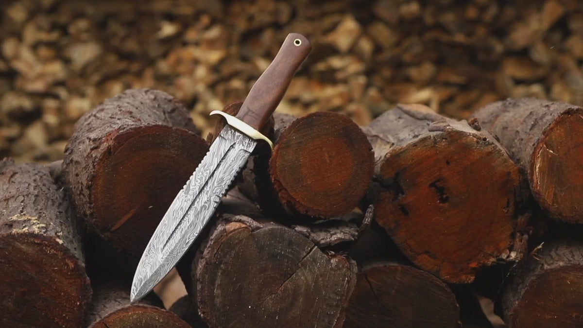 Handmade Damascus Steel Hunting  11" Groomsmen Gift For Dad